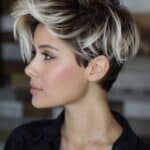 balayage gris sur cheveux courts bruns