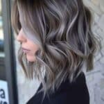 balayage gris sur cheveux courts bruns