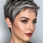 balayage gris sur cheveux courts bruns