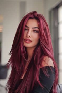 cheveux rouge cerise